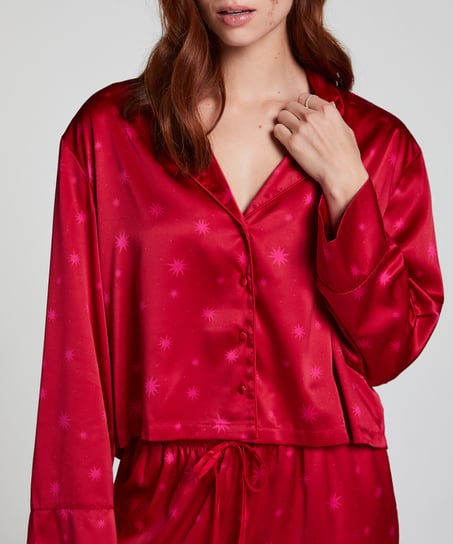 Satin Long-Sleeved Jacket, Red