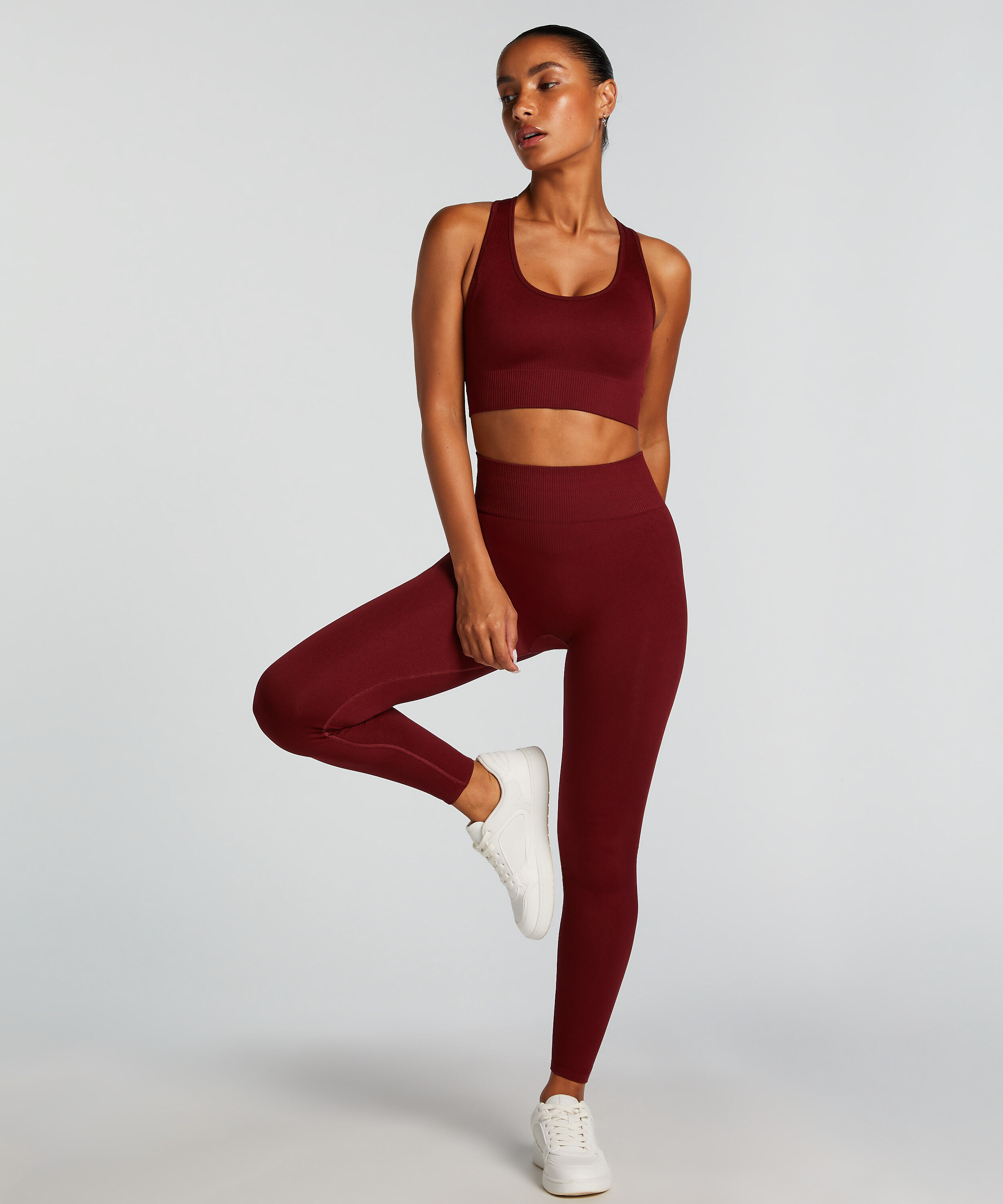 HKMX High waisted seamless sport legging, Red