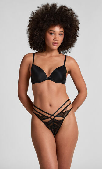 Plunge Padded Underwired Bra, Black