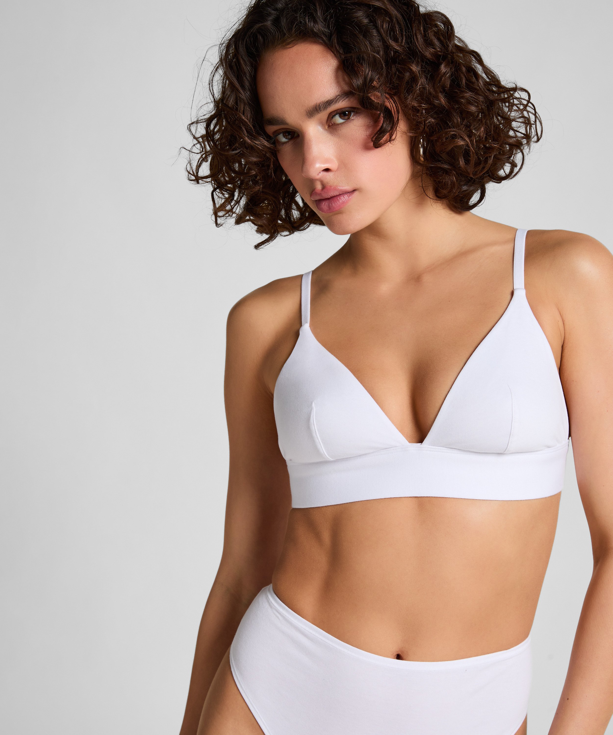 Cotton Bralette, White, main