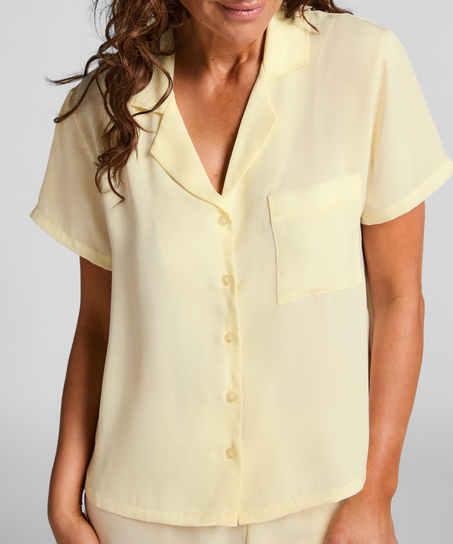 Satin Short-Sleeved Jacket, Yellow