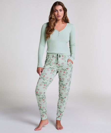 Long-Sleeved Pyjama Top, Green