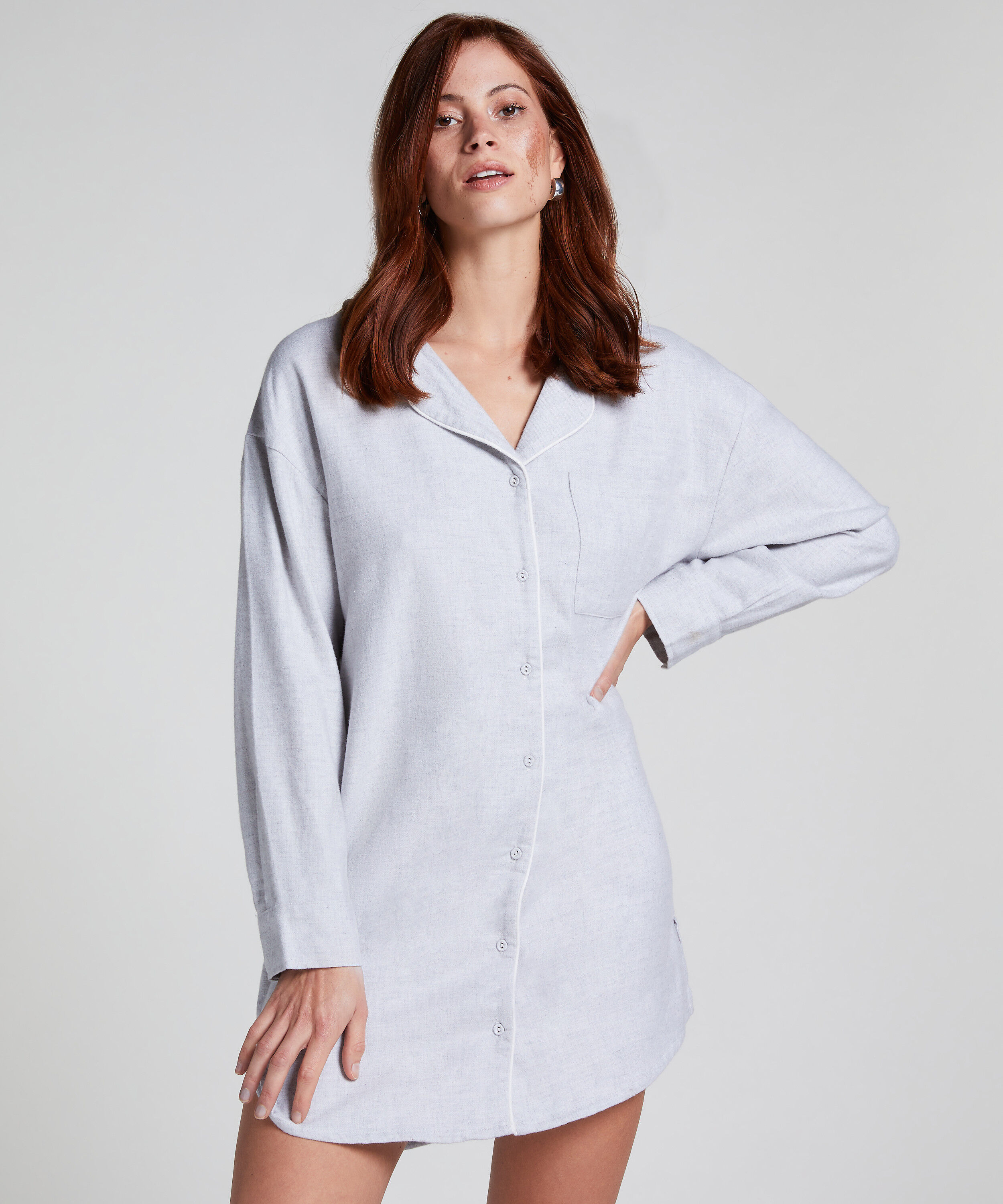Flannel Nightshirt, Grey