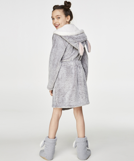 Teens Fleece Bathrobe, Grey
