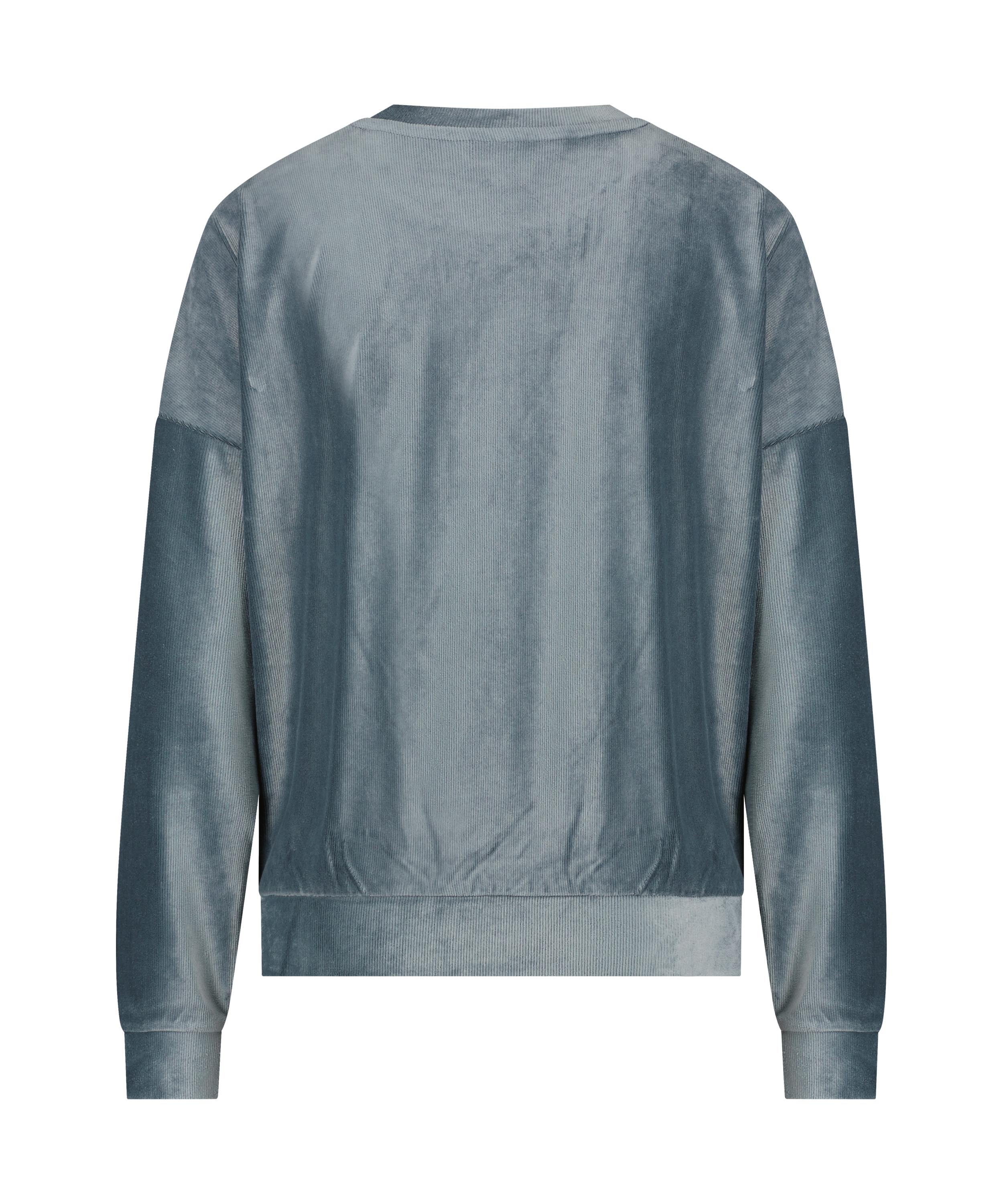 Velour rib top with long sleeves, Blue, main