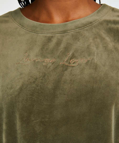 Long-sleeved Velours top, Green