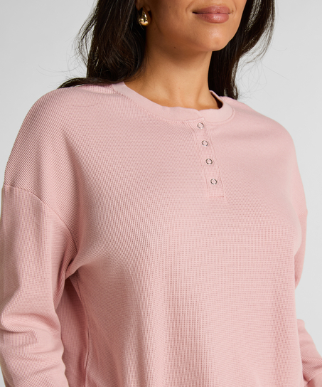 Top Waffle Henley, Pink