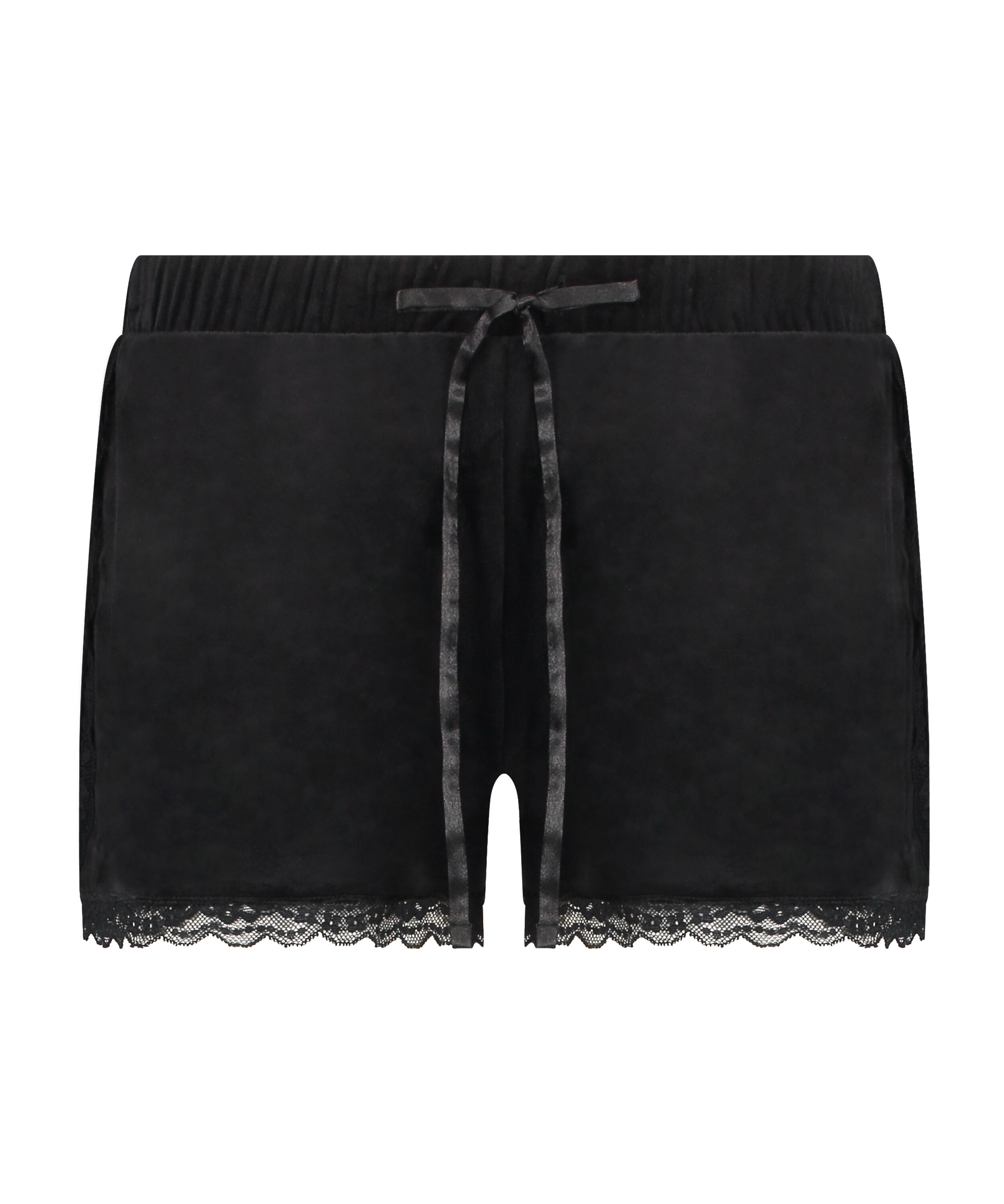 Velvet Lace Shorts, Black