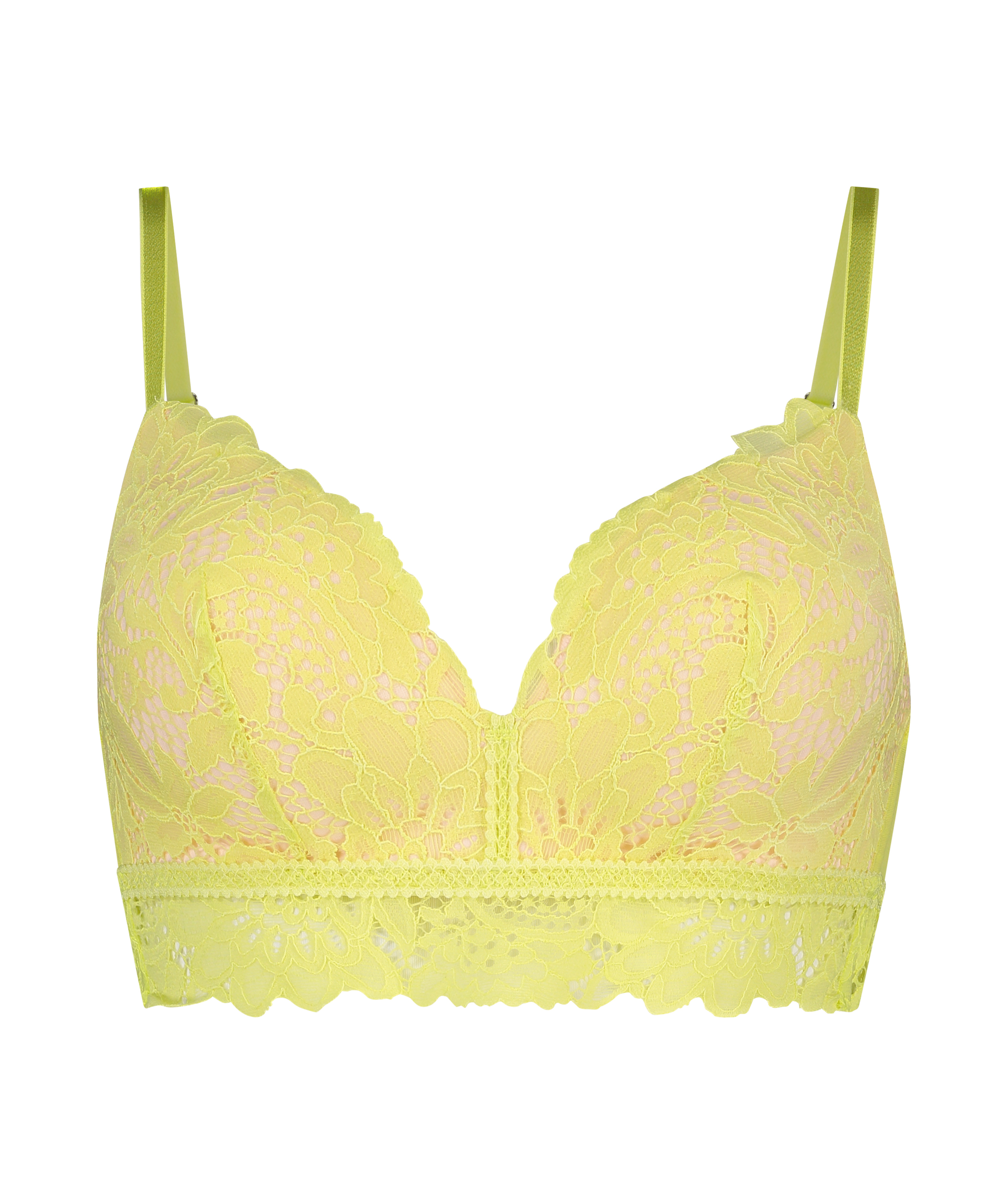 Shiloh Padded Non-wired Longline Bra, Yellow, main