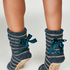 Lace-Up Slipper Socks, Blue
