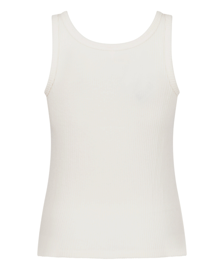 Singlet Brushed Jersey Rib, White
