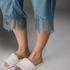 Silk capri pants, Blue