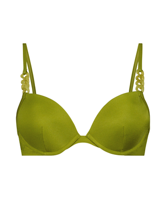 Palm Padded Underwired Bikini Top, Green