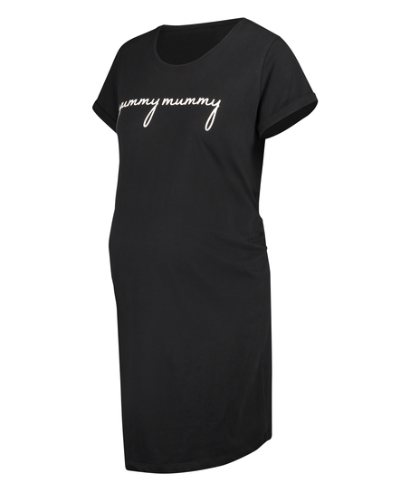 Short-Sleeved Maternity Nightshirt, Black