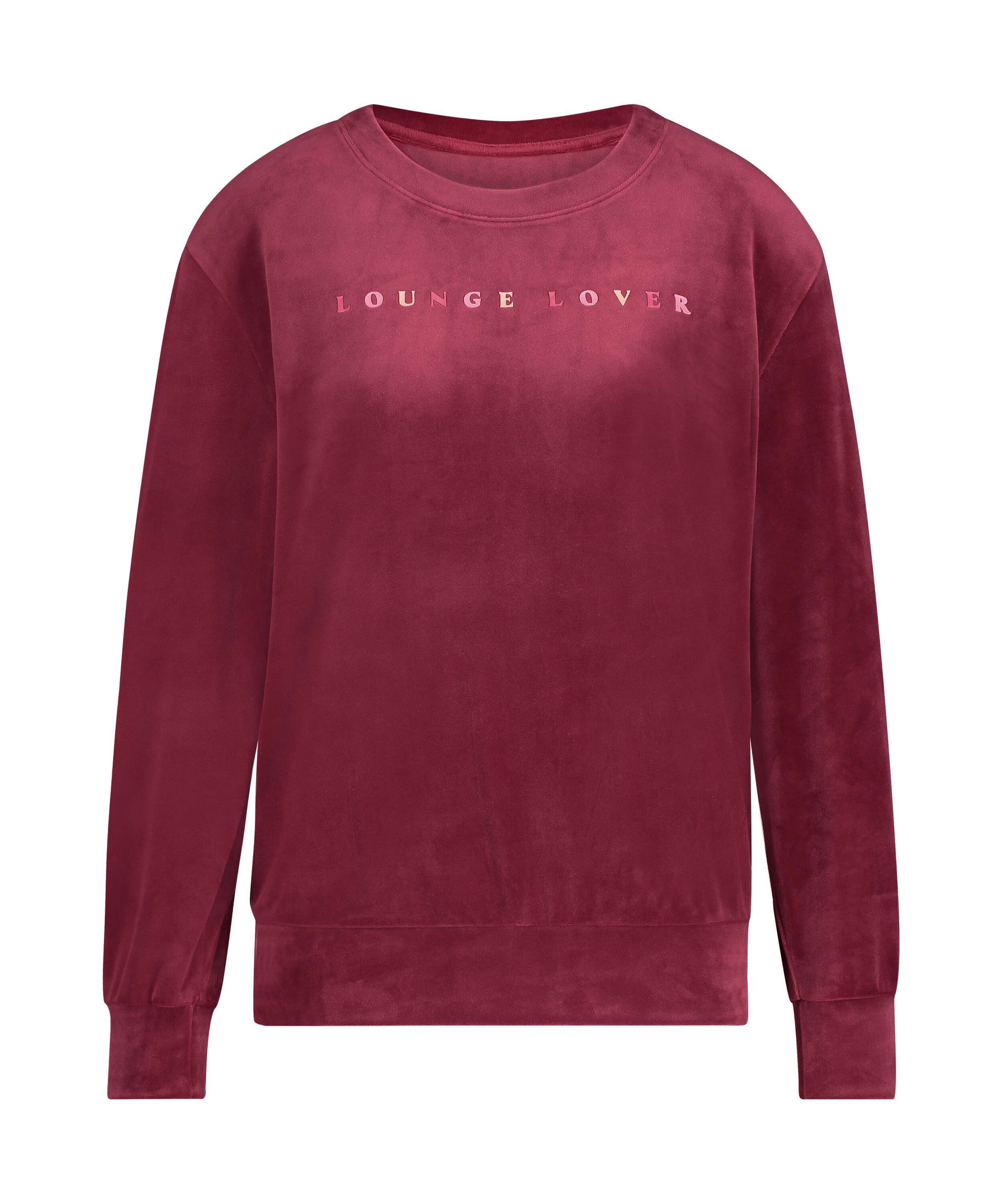 Long-sleeved Velours top, Red, main