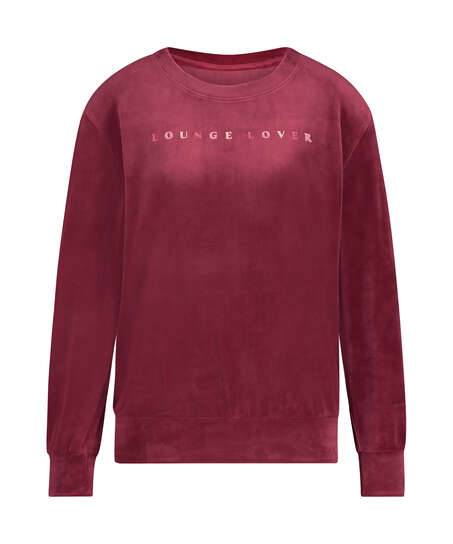Long-sleeved Velours top, Red