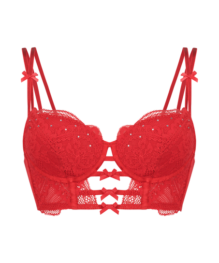 Oceana Padded Longline Underwired Bra, Red