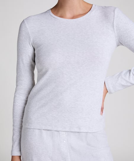 Pyjama top Pointelle, Grey
