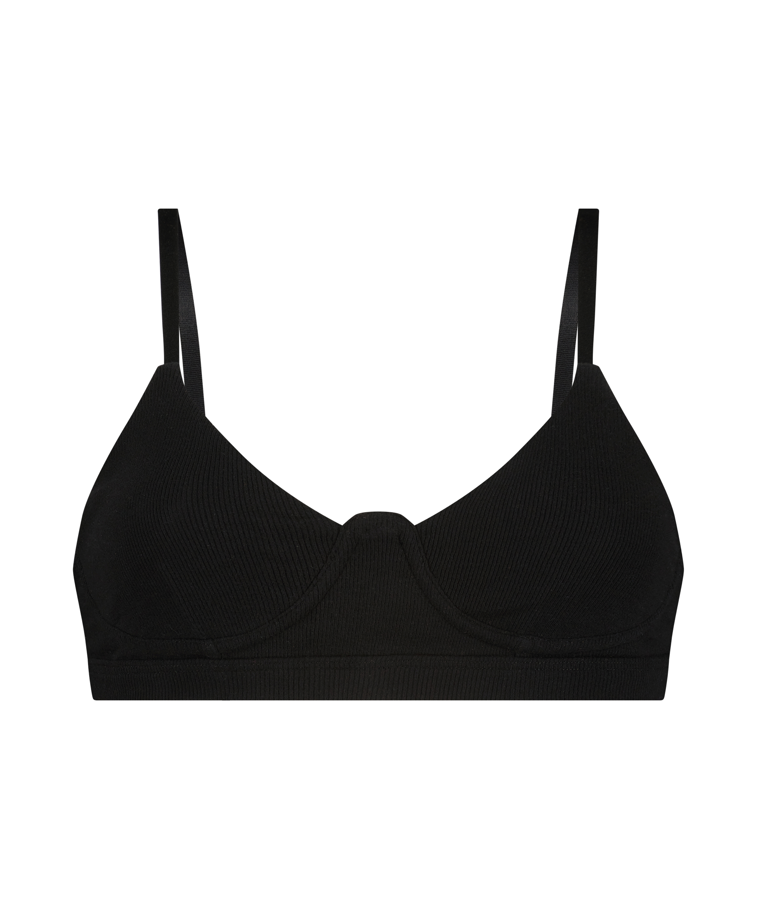 Rib Baddie Bralette, Black, main