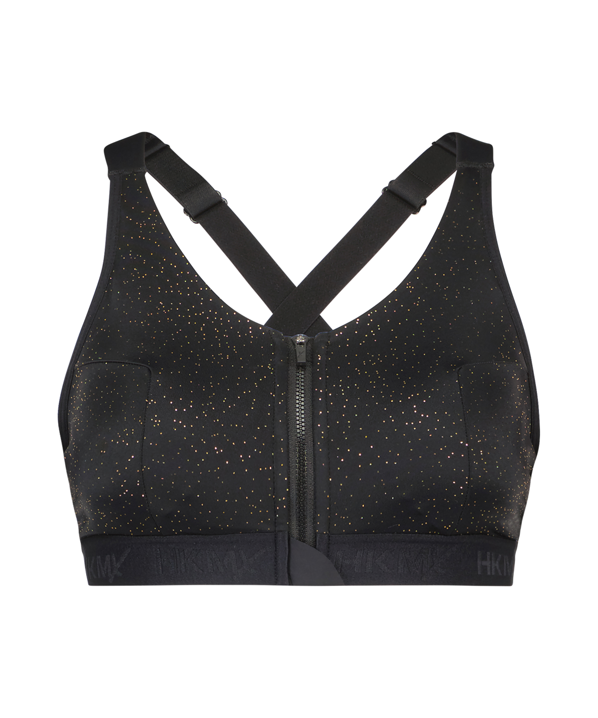 HKMX Sports bra The Pro Level 3 Gold Glitter, Black, main