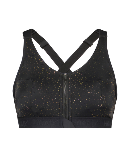 HKMX Sports bra The Pro Level 3 Gold Glitter, Black