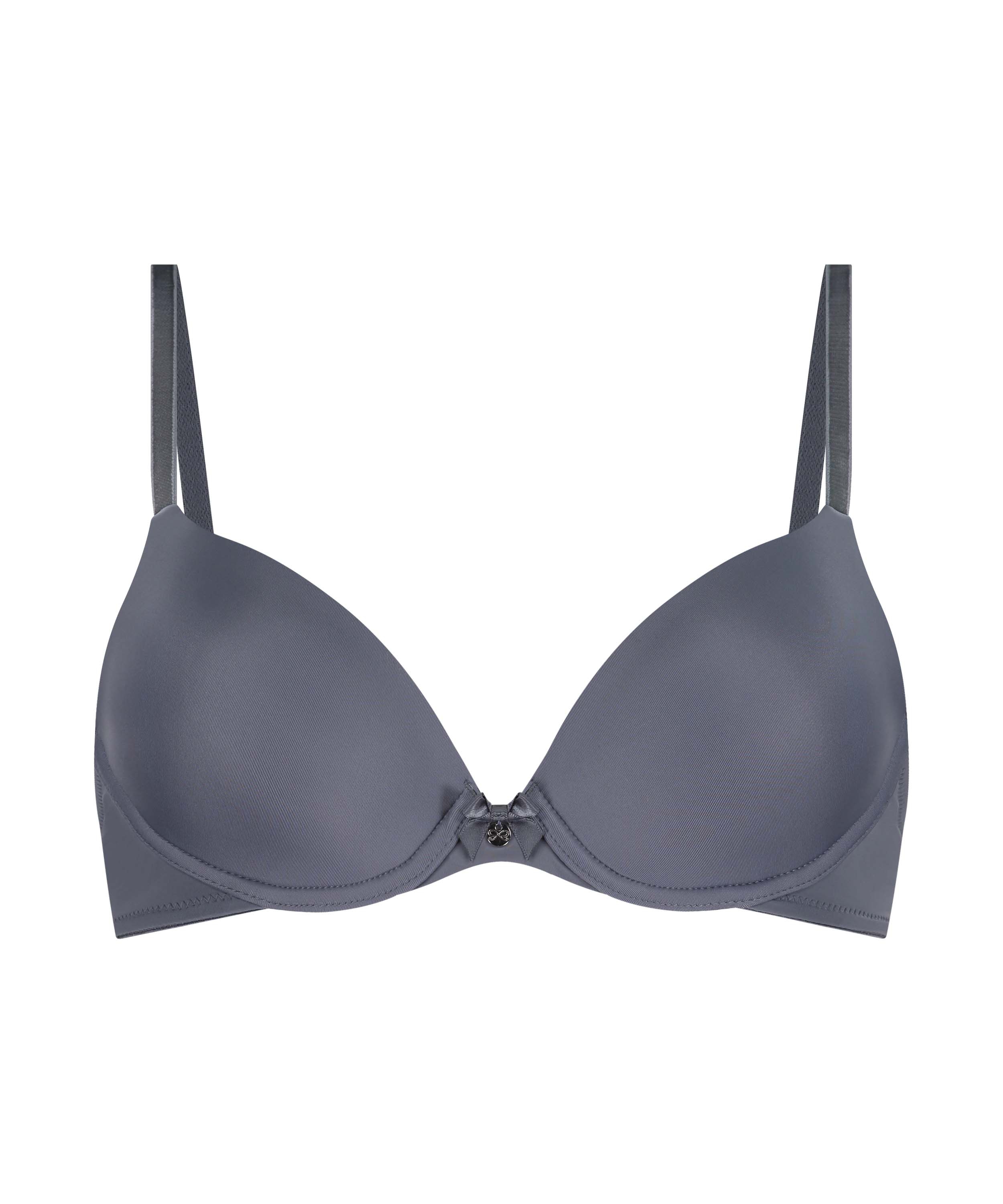 Plunge Padded Underwired Bra, Grey, main