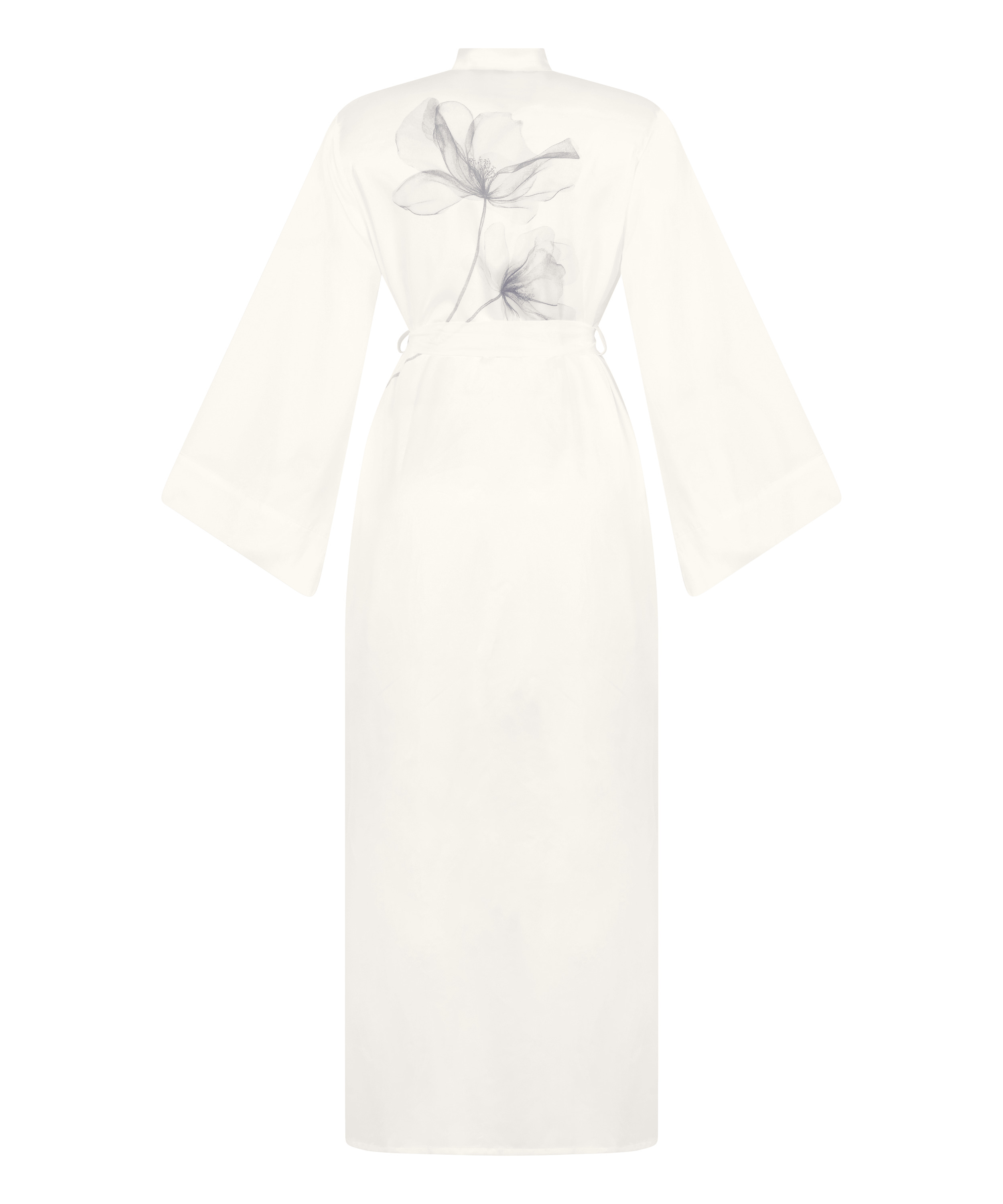 Kimono Long Satin Floral, White, main