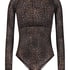 Tara Leopard Long Sleeved Body, Black