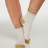 Rib lurex top socks, White