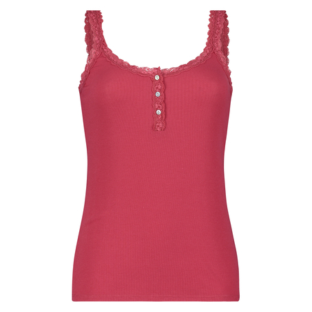 Singlet top cami rib lace, Red