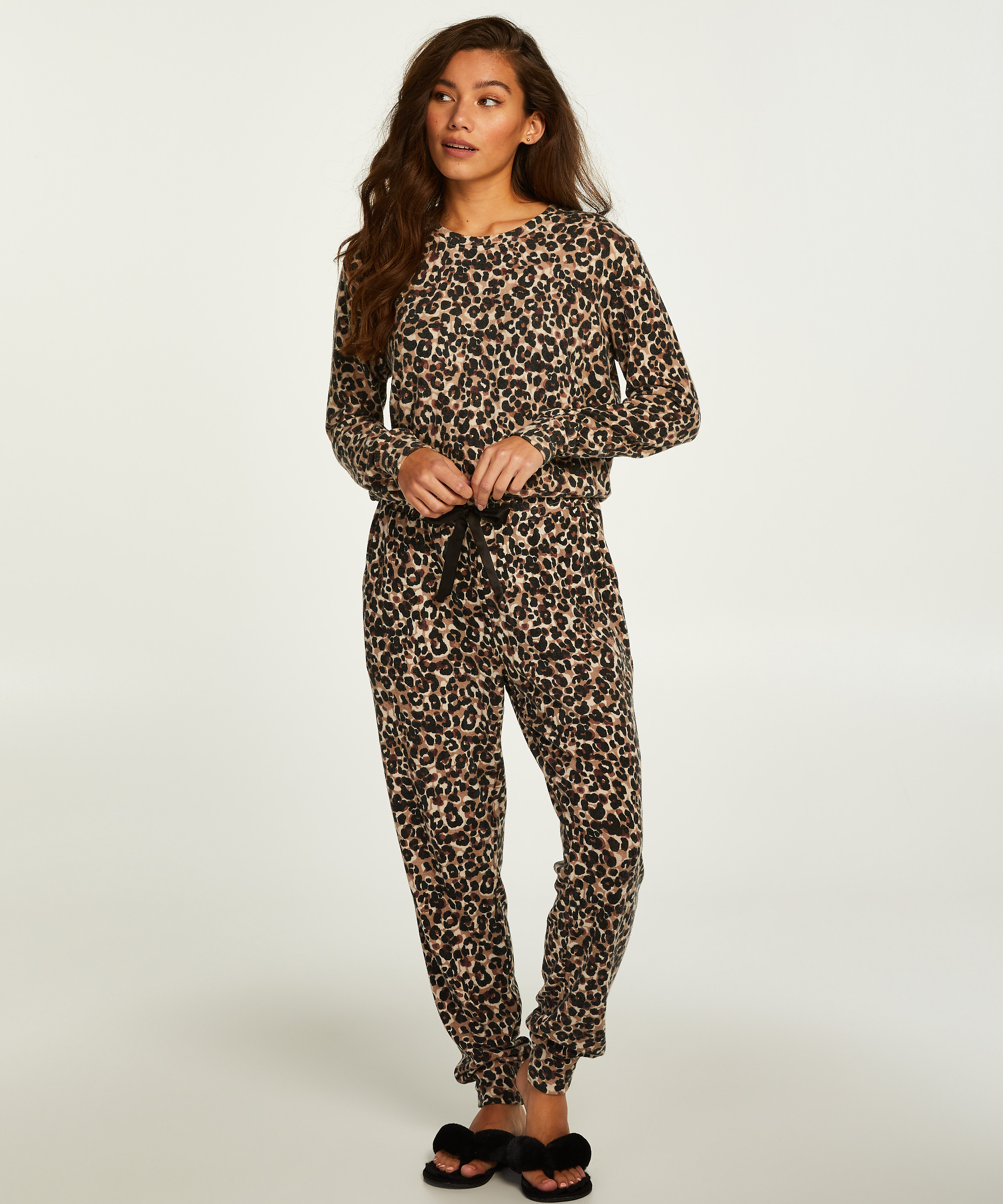 Jersey Long-Sleeved Pyjama Top, Beige, main