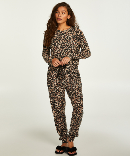 Jersey Long-Sleeved Pyjama Top, Beige