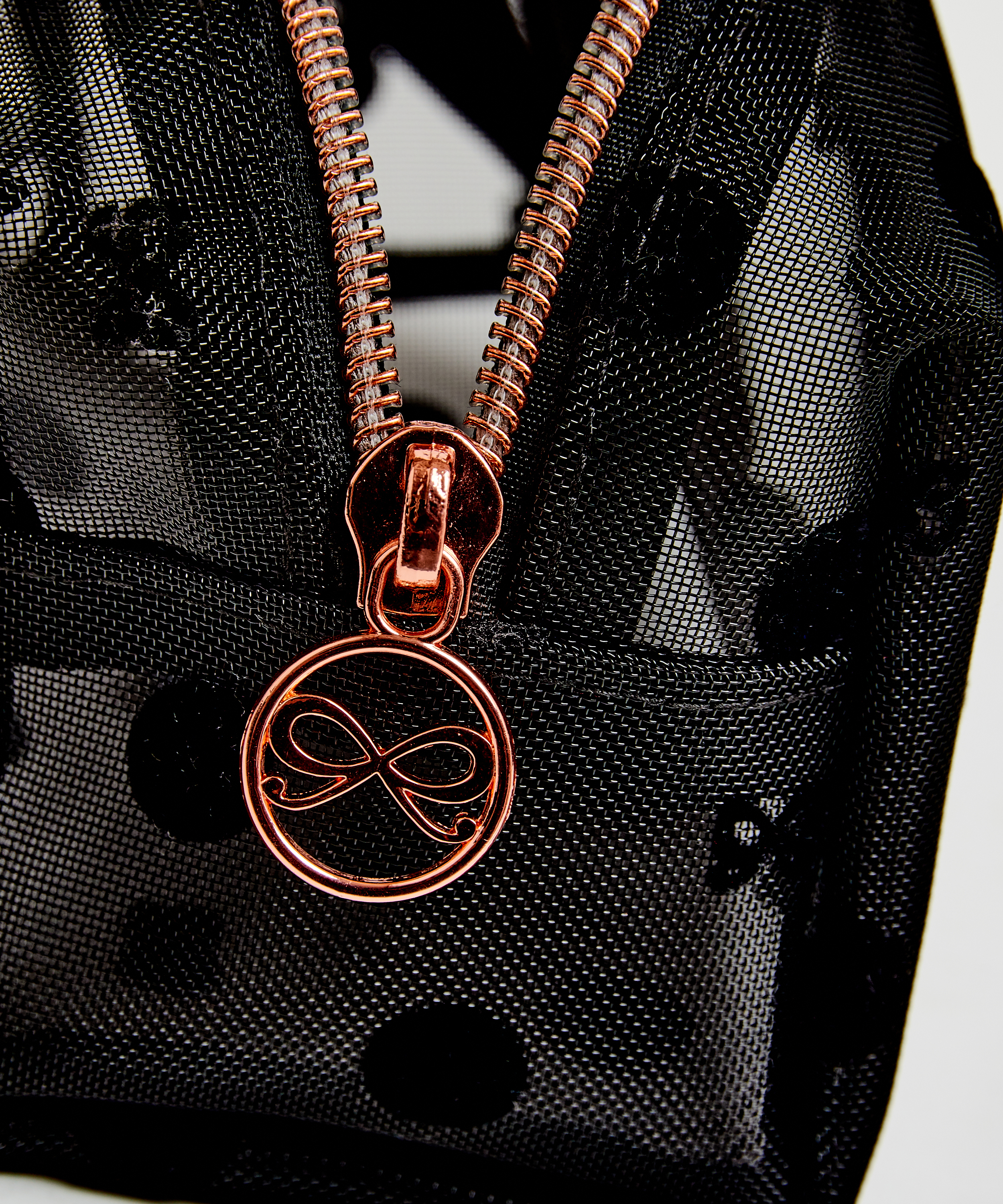 Dotted Mesh Make-Up Bag, Black, main