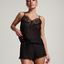 Plisse Lace Shorts, Black