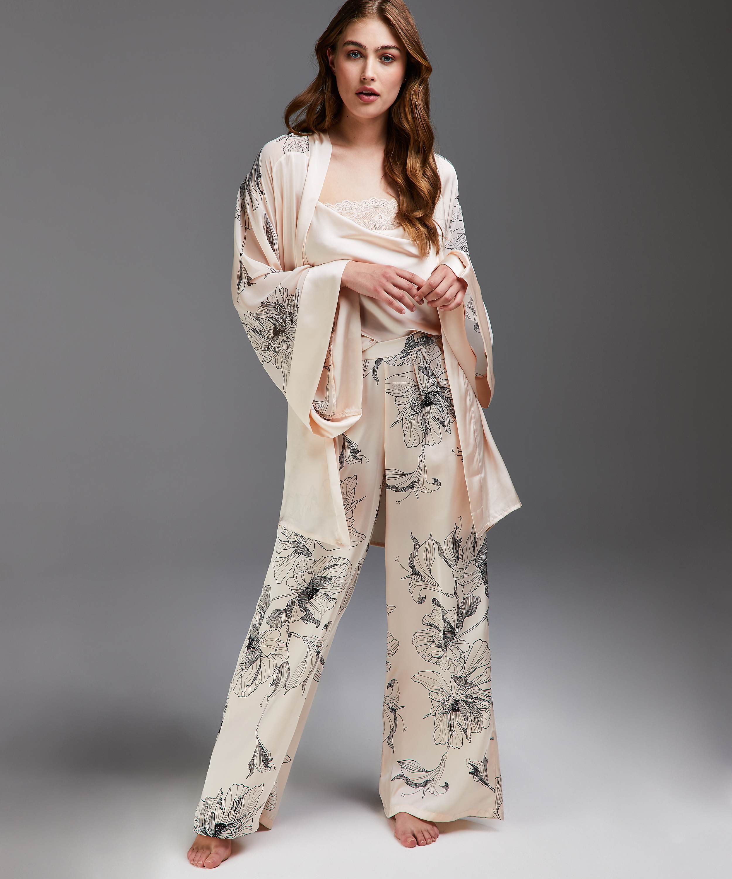 Lotus Satin Kimono, Pink, main