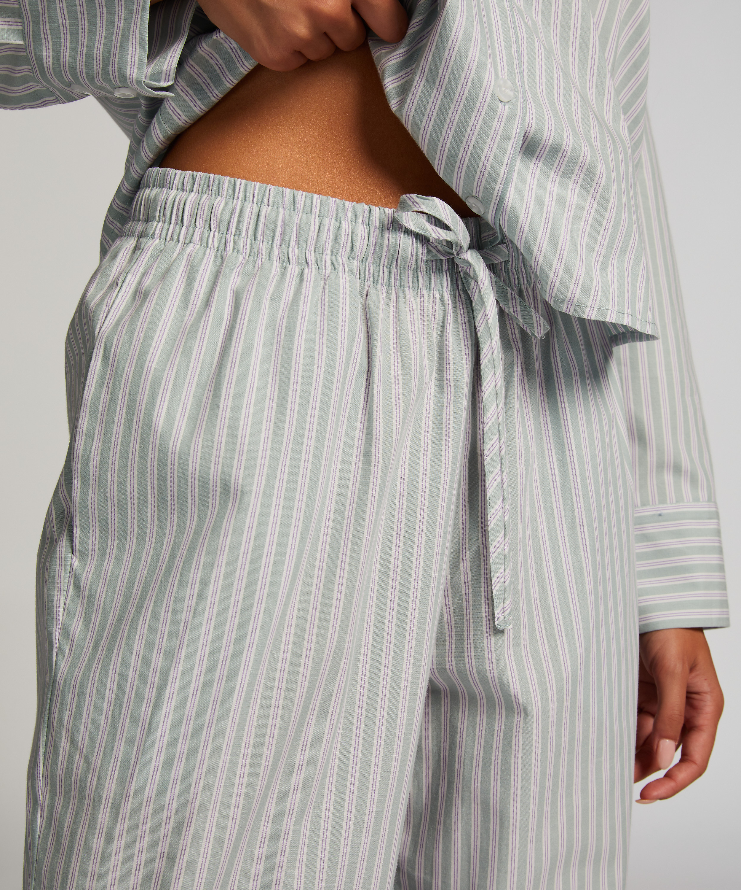 Stripy Pyjama Pants, Green, main
