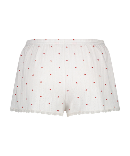 Pointelle Pyjama Shorts, White