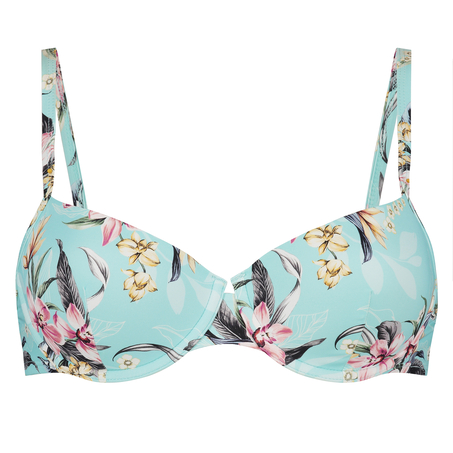 Bea padded underwired bikini top, Blue