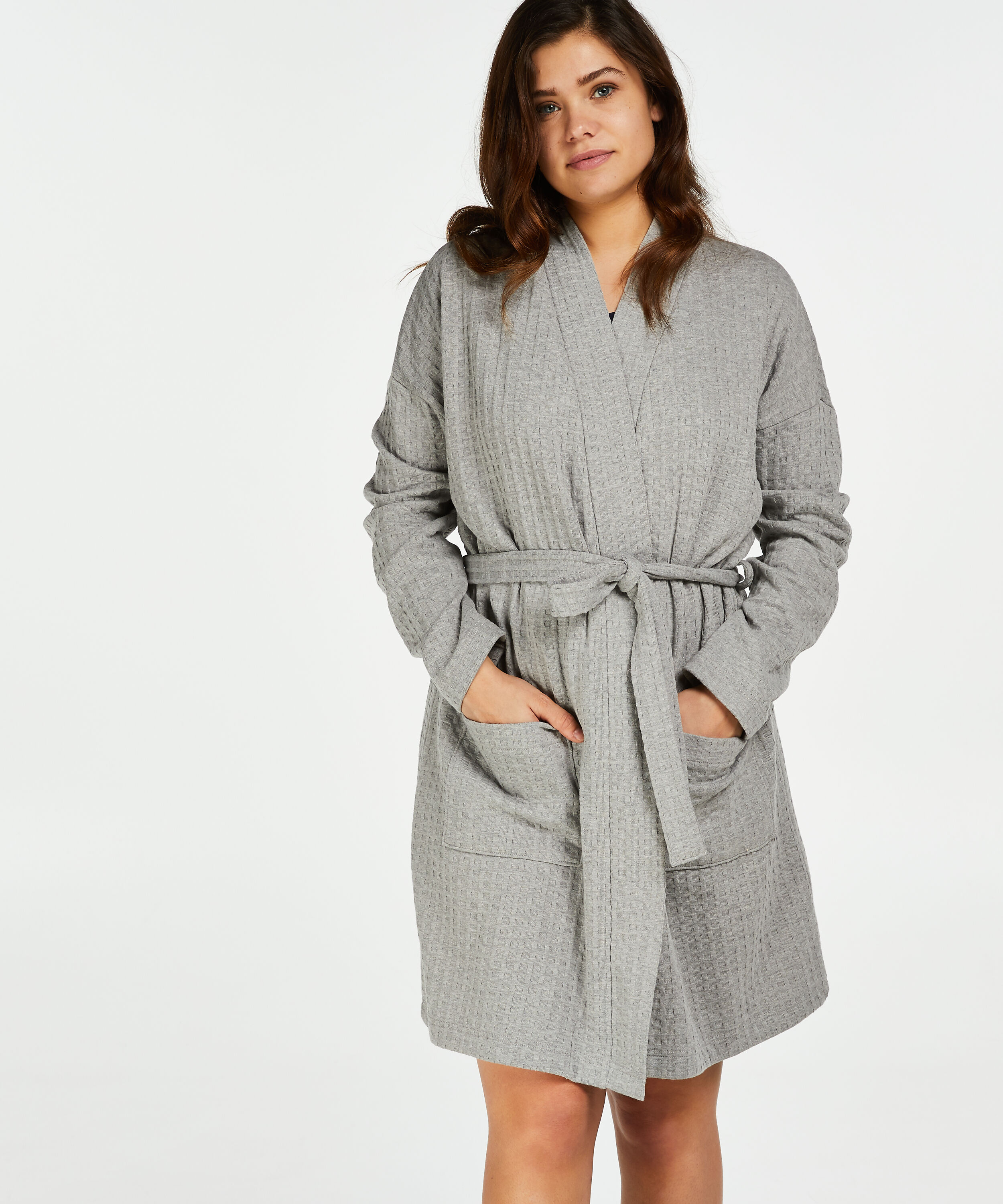 Waffle Bathrobe, Grey