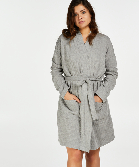 Waffle Bathrobe, Grey