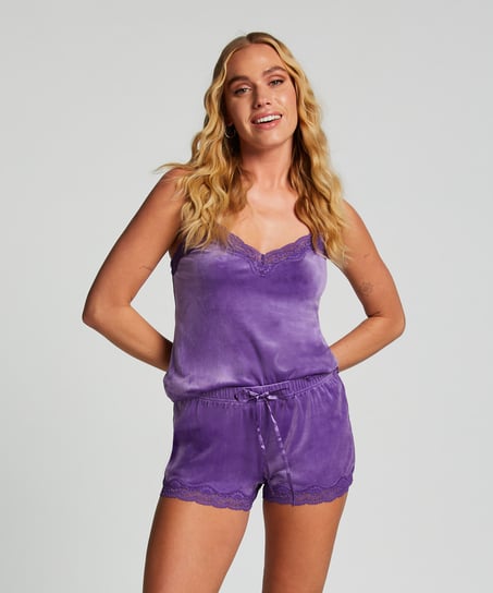 Velours Lace Cami Top, Purple