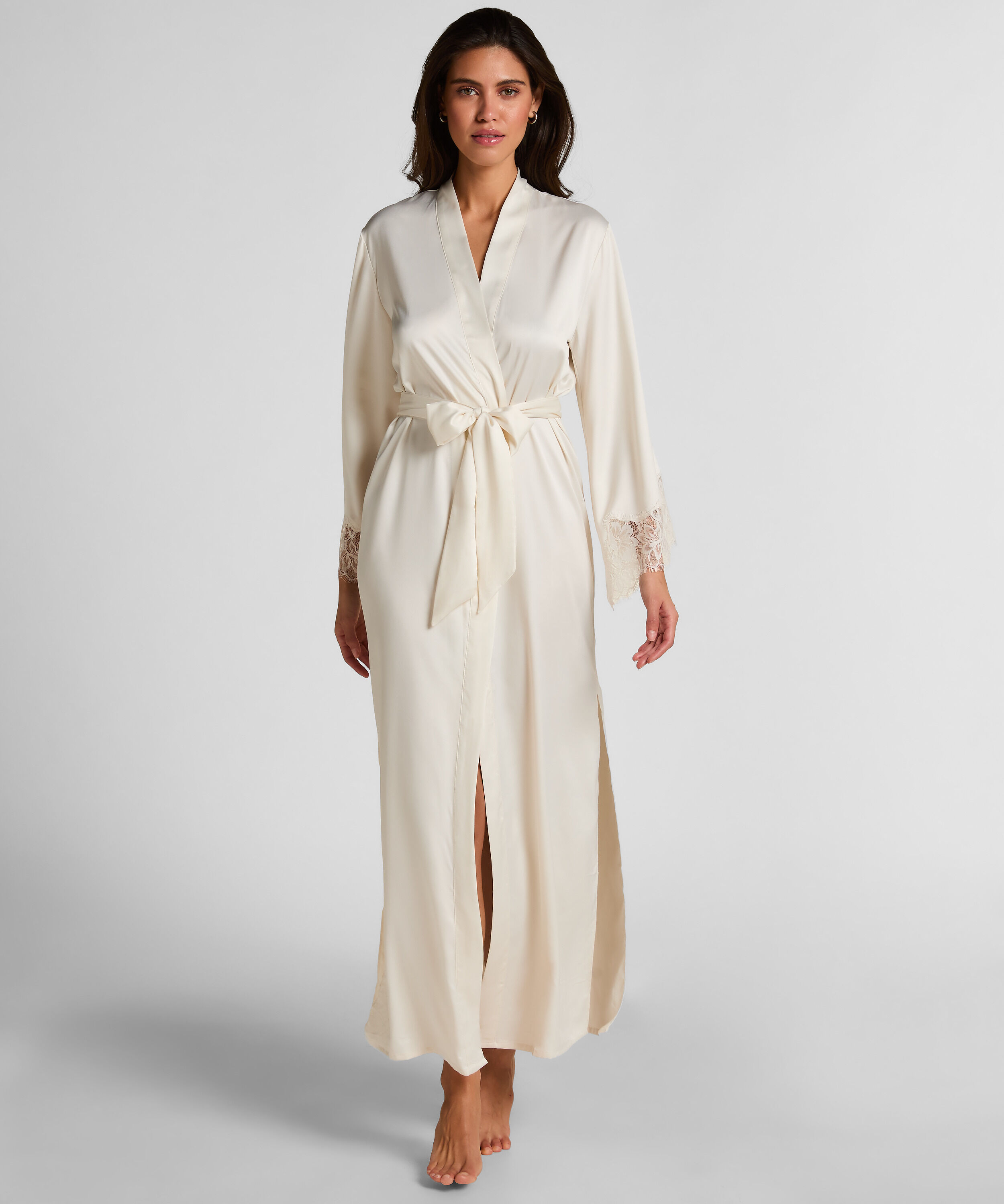 Kimono Long Satin Valerie, White Kimono Long Satin Valerie, White