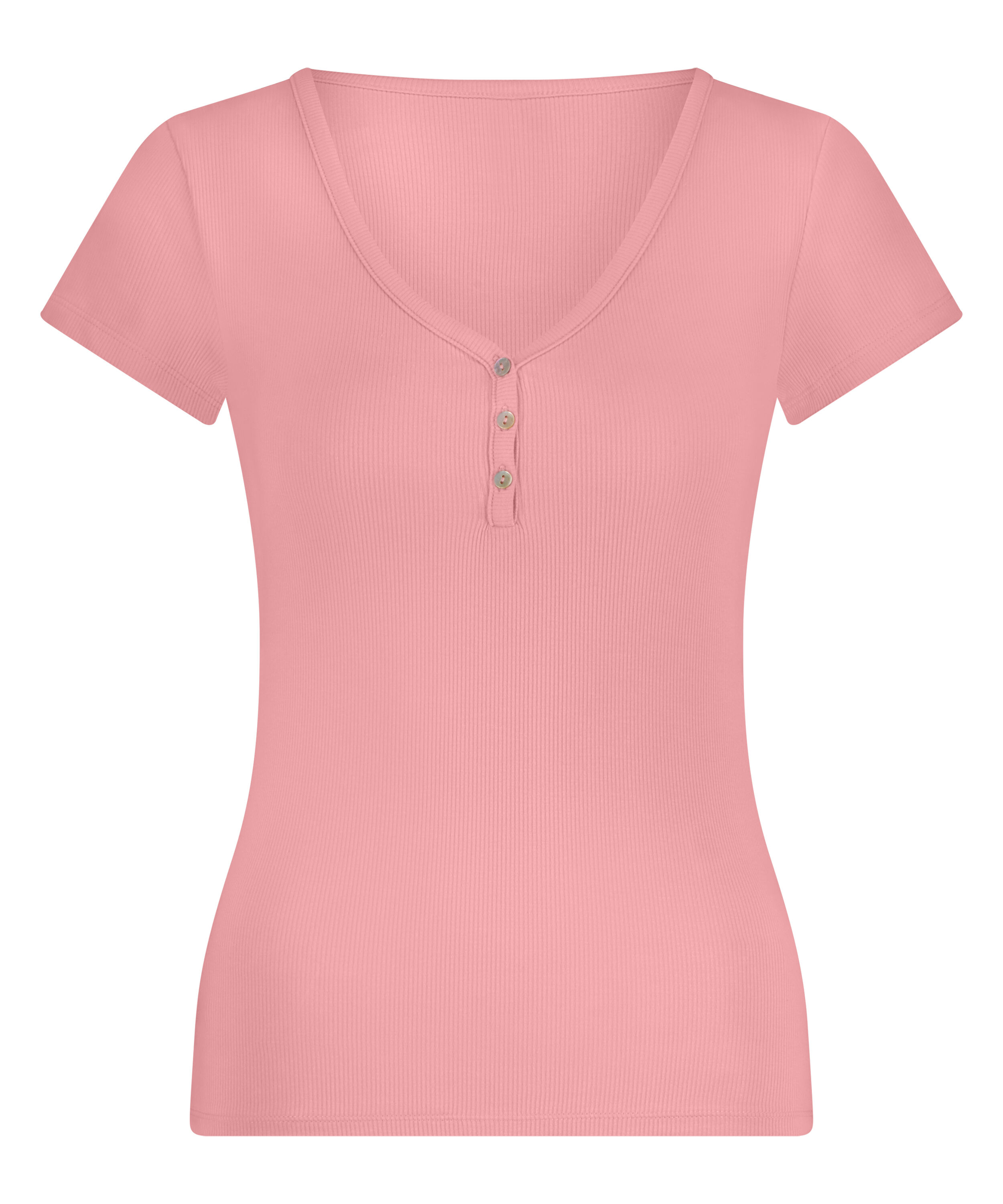 Henley short sleeved pyjama top, Pink