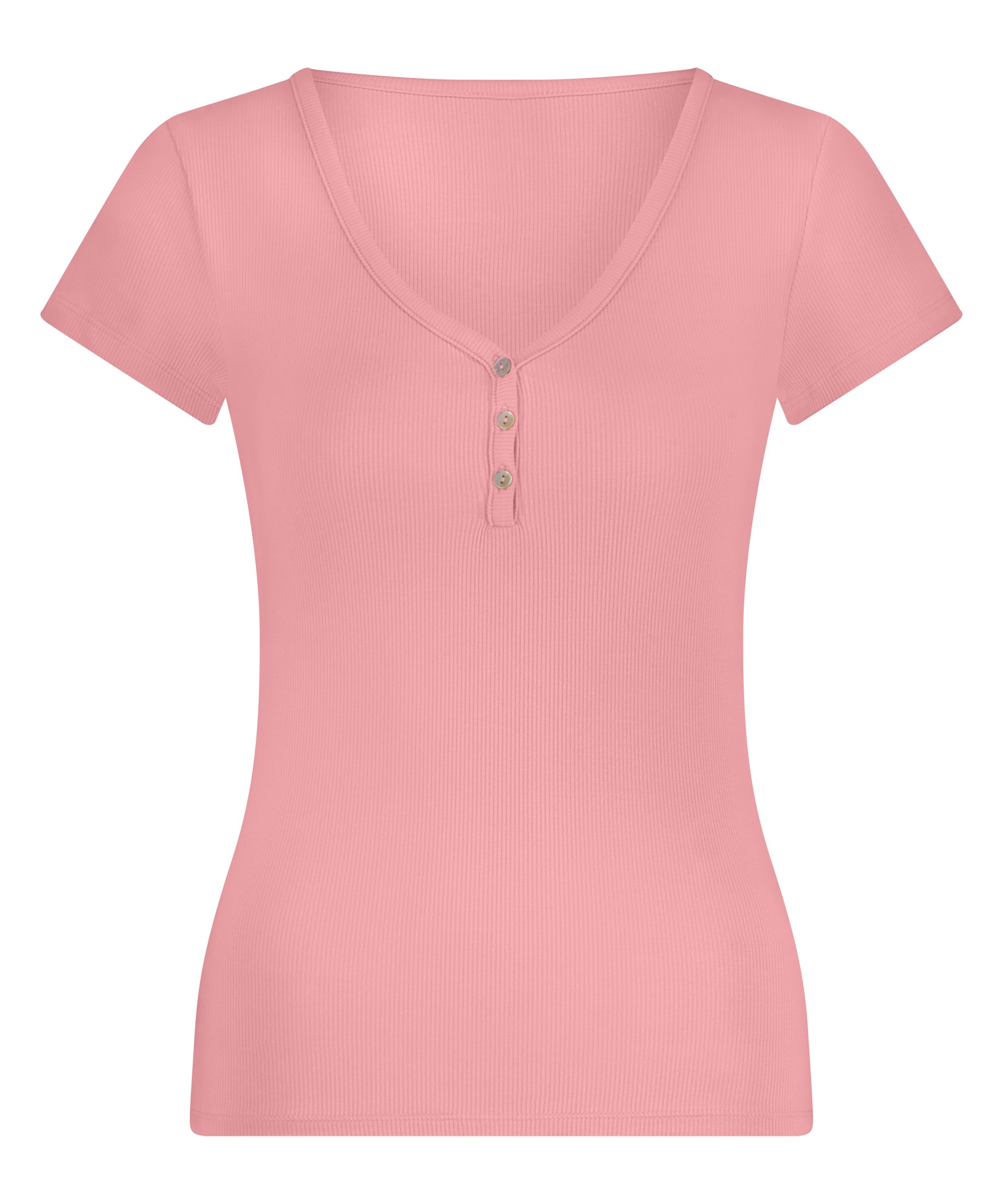 Henley short sleeved pyjama top, Pink, main
