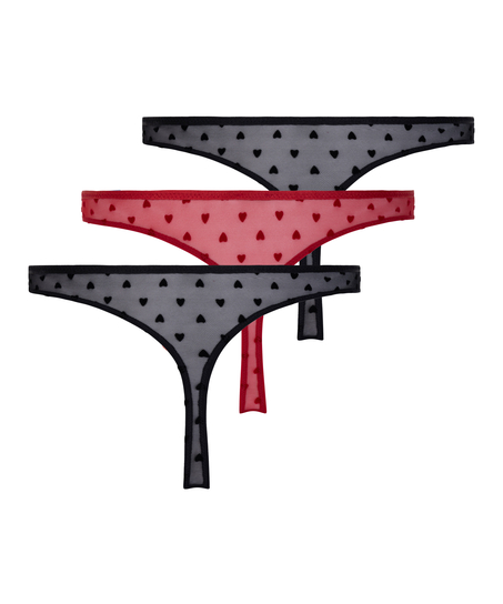 3-pack Thongs, Red
