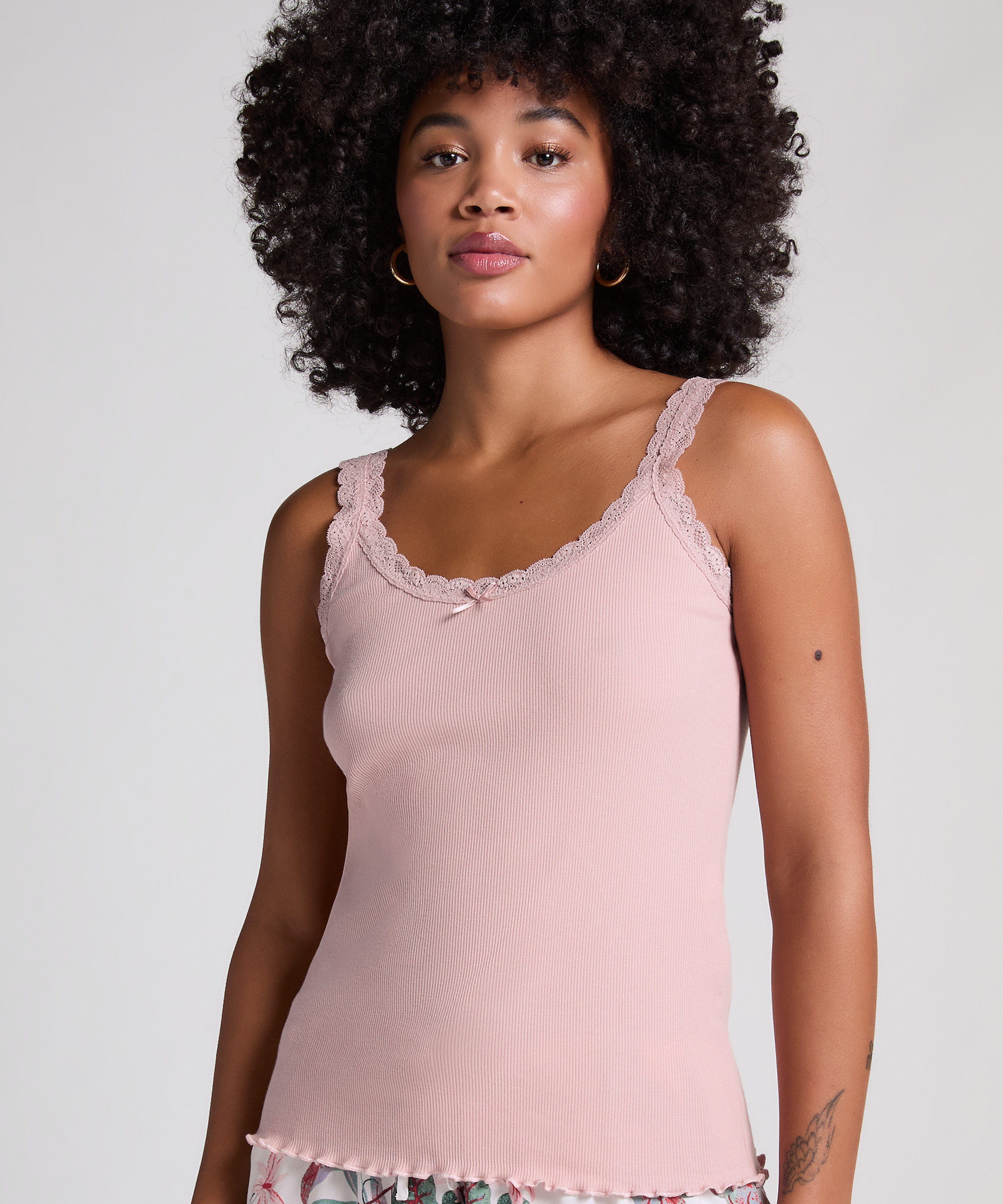 Cami Rib Lace, Pink, main