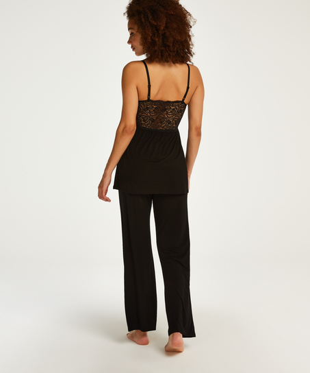 Vera Lace Pyjama Set, Black