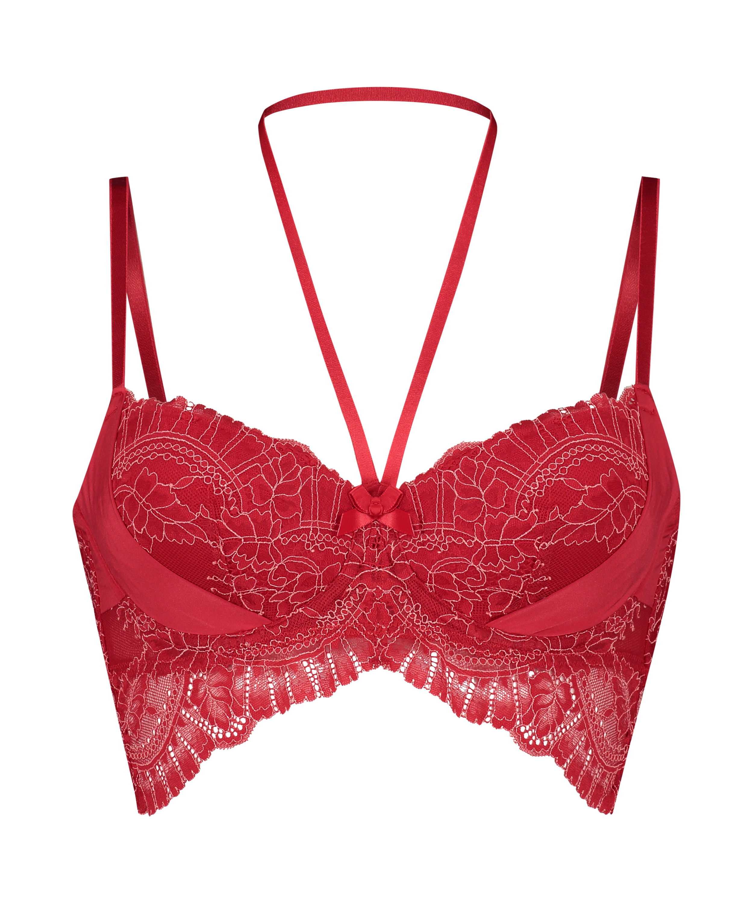 Coco Padded Longline Underwired Bra, Red, main