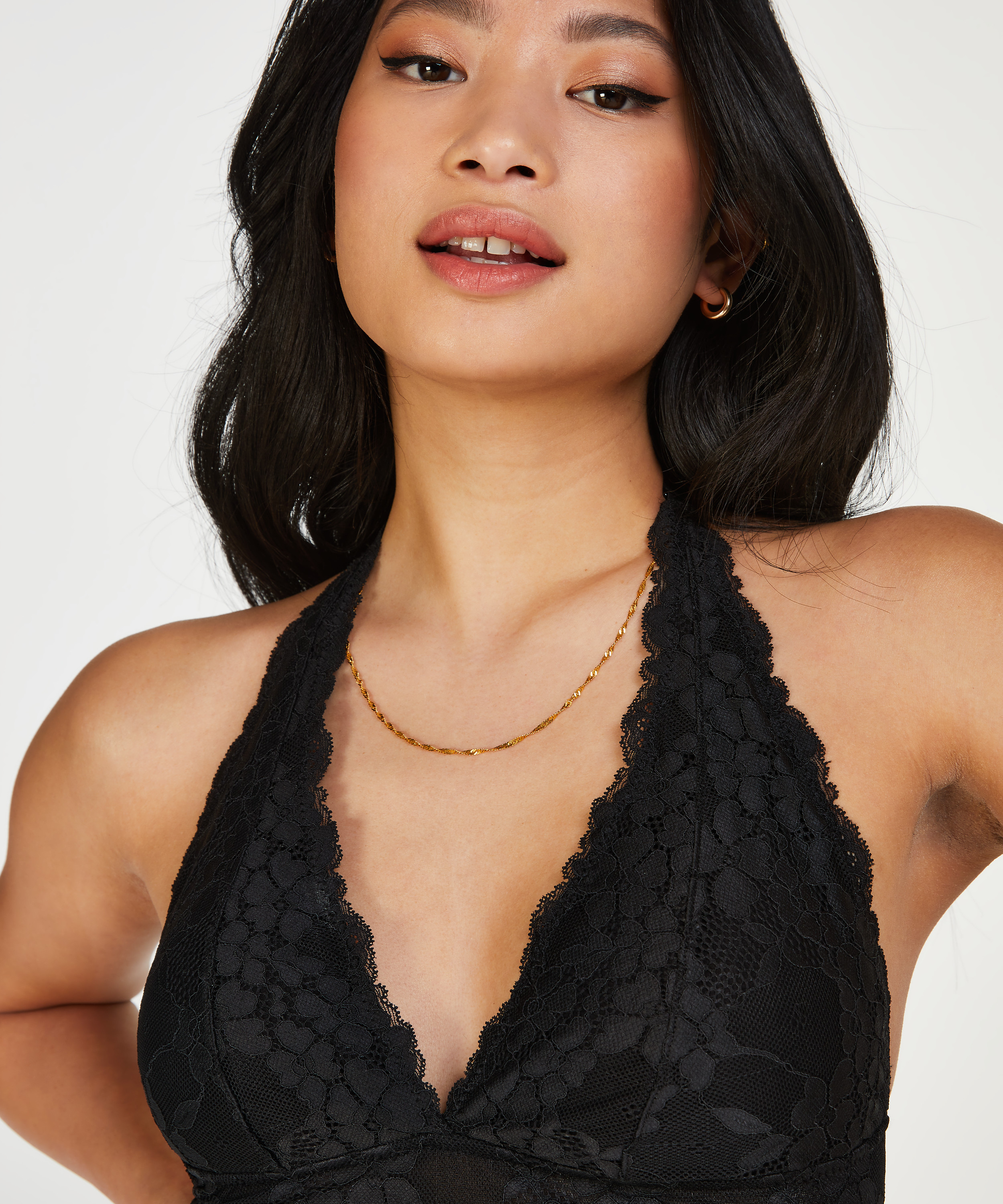 Rosalyn Padded Halter Bralette, Black, main