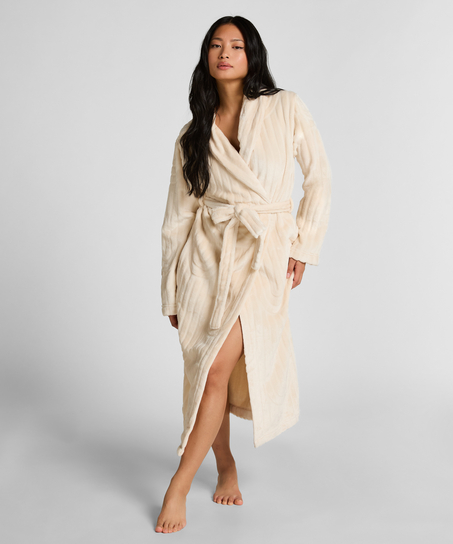 Fleece Bathrobe, White